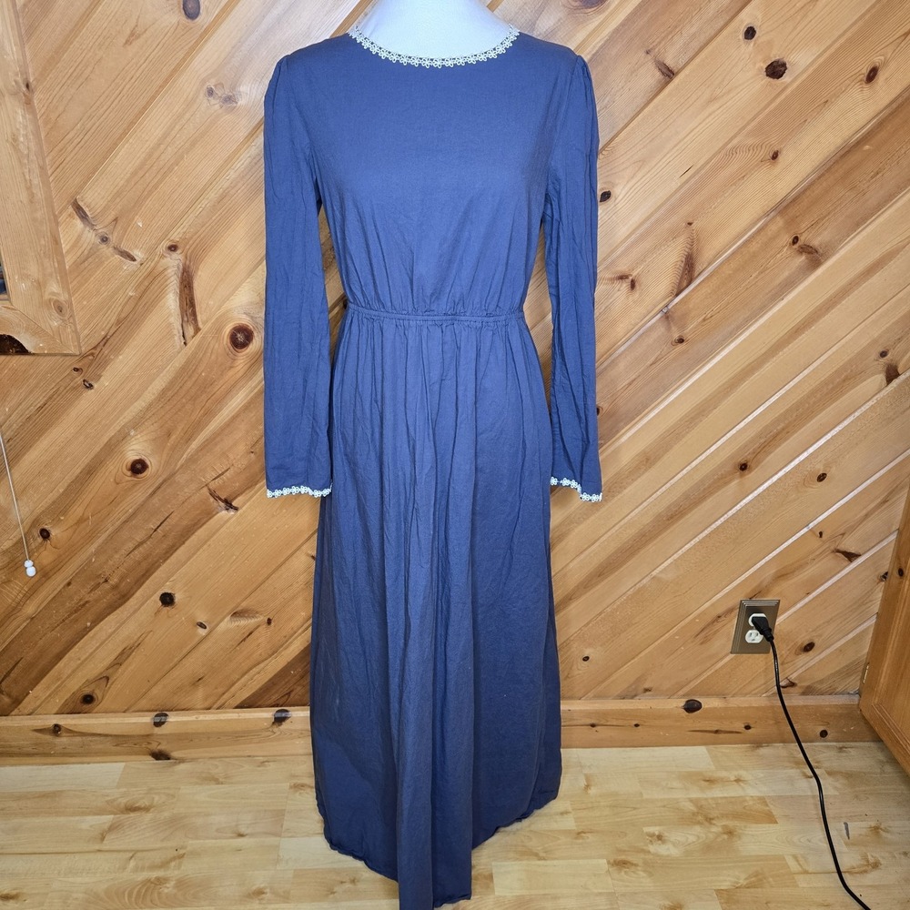 Scarlet Darkness Womens Medium Long Prarie Cottage Goth Grungle Blue Dress‎